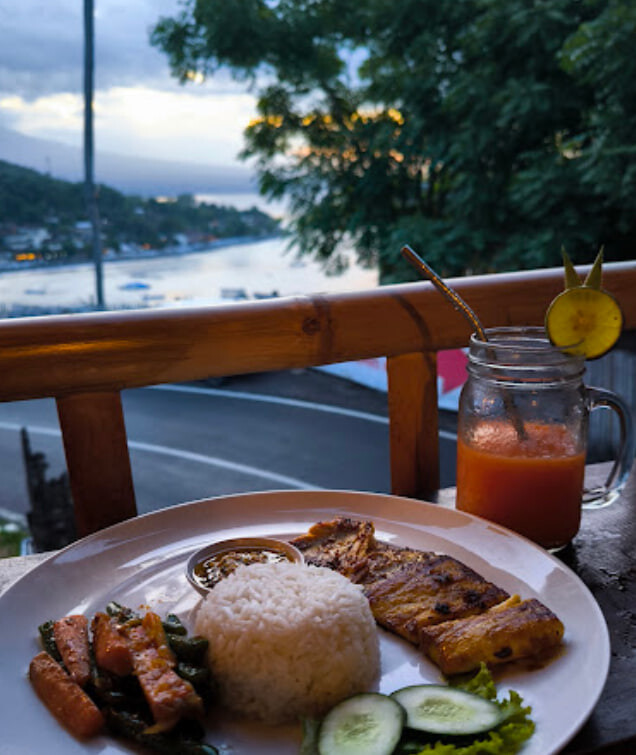 Tropical sunset cafe