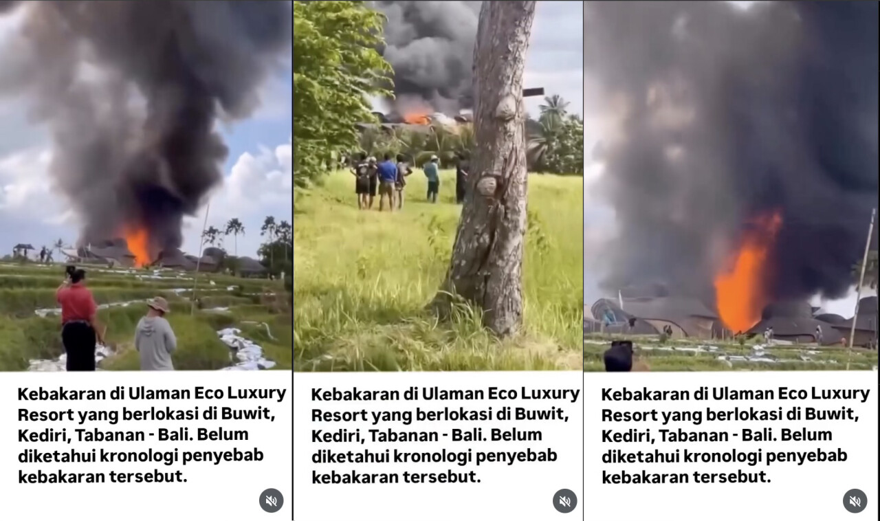 Пожар в Ulaman Eco Luxury Resort: сгорел бамбуковый курорт в Табанане