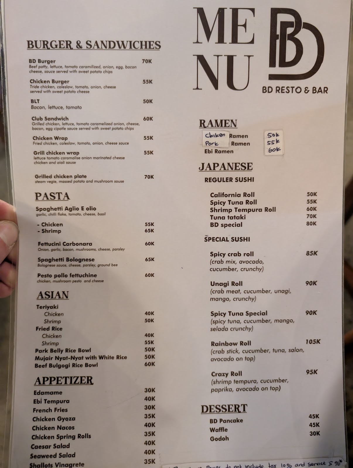 BD Resto and Bar ( Japanese , Western, and Asian Food )