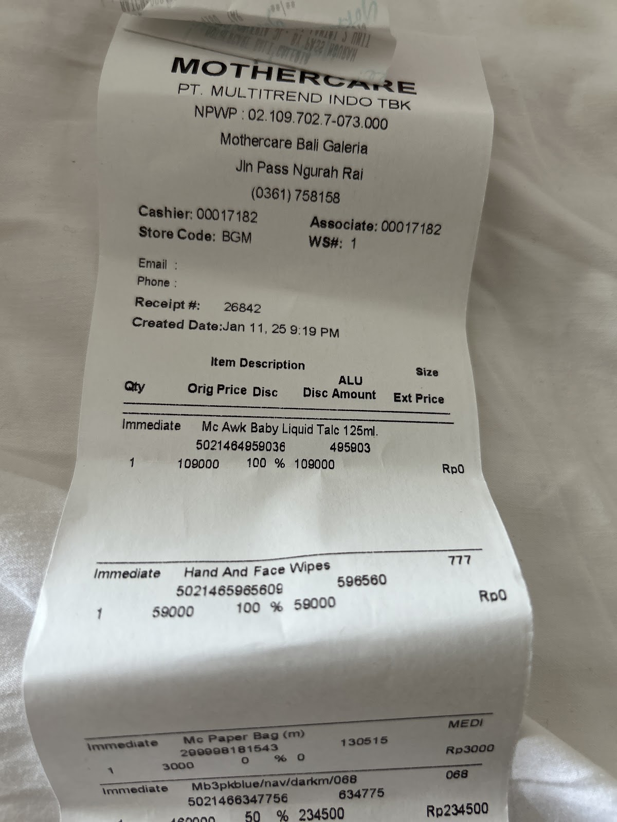 Mothercare Bali Galeria